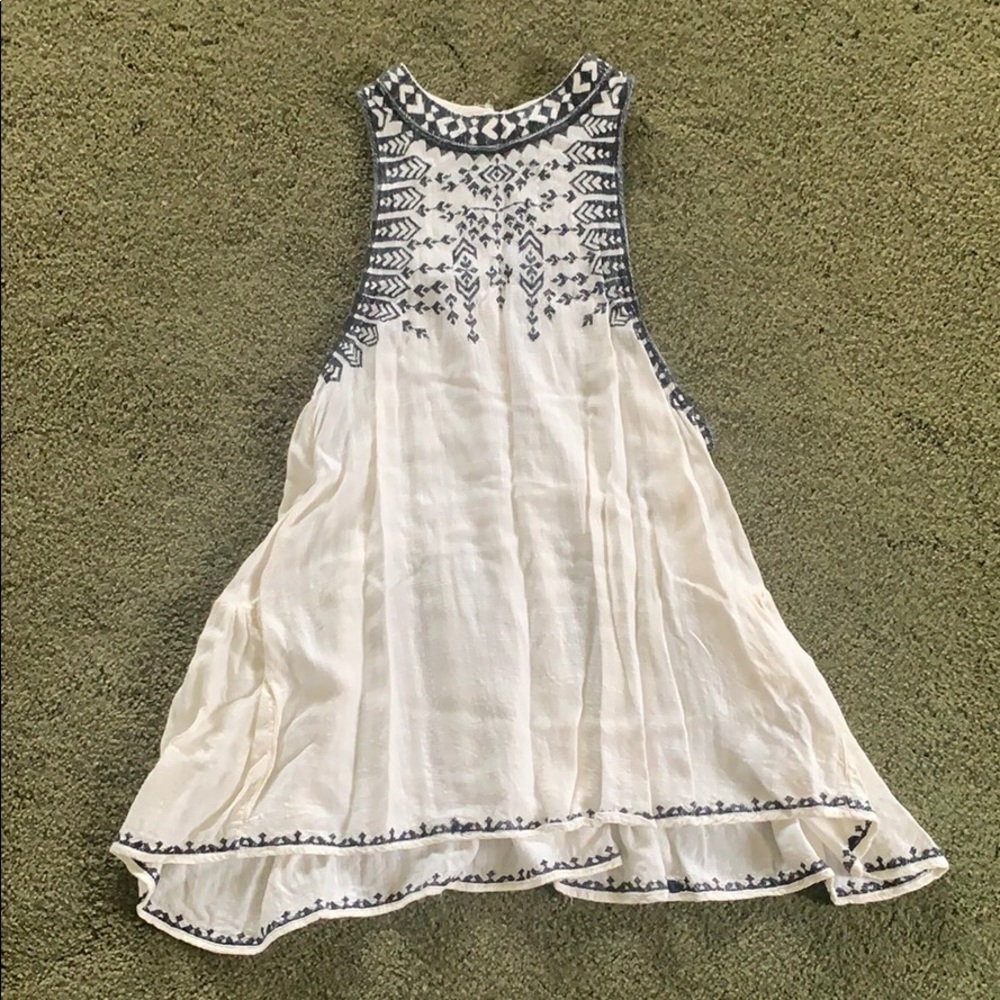 Urban Outfitters White Embroidered Swing Tank Top